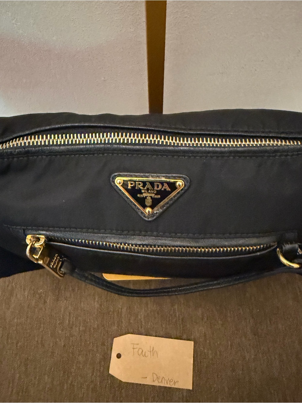 Prada Black Nylon Crossbody Bag with Gold Hardware